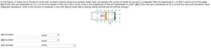 In the figure a metal rod is forced to move