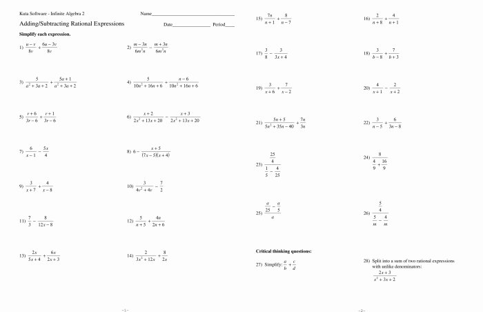 Simplifying rational expressions worksheet answers