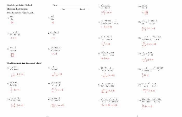 Simplifying rational expressions worksheet answers